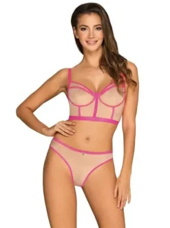 Nudelia top i figi różowe - Obsessive L/XL