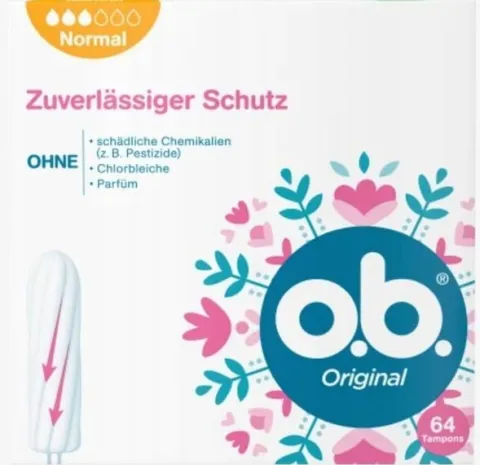 OB O.B. Original Normal Tampony 64 sztuki NIEMIEC