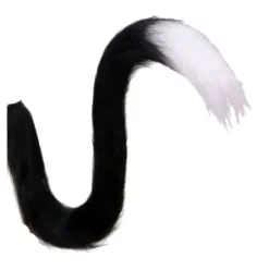 Ogon kota lux kotka czarno biały kota futrzany z drutem na pasku 80cm dł. cosplay anime strój karnawałowy