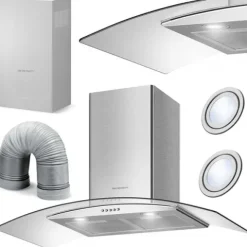 Okap kuchenny kominowy 90 cm Berdsen BT-223 INOX