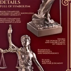Okazała Temida z wagą i mieczem 31 cm rzeźba brąz TEM-01