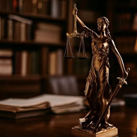 Okazała Temida z wagą i mieczem 31 cm rzeźba brąz TEM-01