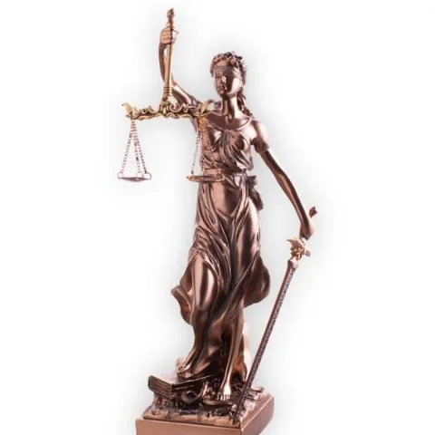 Okazała Temida z wagą i mieczem 31 cm rzeźba brąz TEM-01