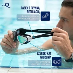 Okulary do pływania na basen Anti-fog zestaw zatyczki do nosa, uszu w etui