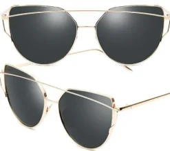 OKULARY LUSTRZANKI GLAM ROCK KOCIE OKO CAT EYE BLACK O7_Czarne