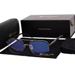 Okulary pilotki zerówki z filtrem Blue Light 25177A czarny/grafit