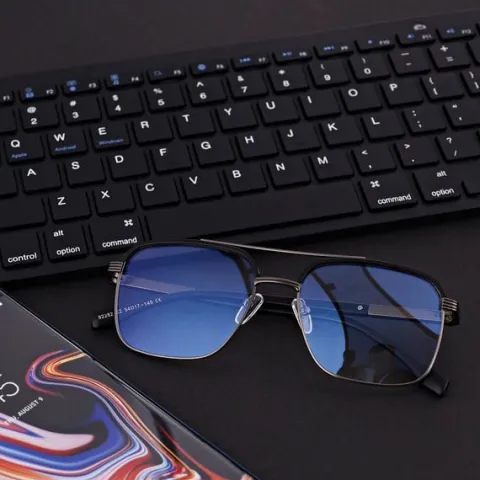 Okulary pilotki zerówki z filtrem Blue Light 25177A czarny/grafit