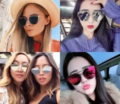 Okulary złote glam kocie oko metalowe damskie boho UV400 Lustrzanki Gold