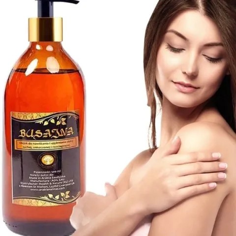 OLEJEK BUSAJNA 500ML NAWILŻA POPRAWIA JĘDRNOŚĆ GŁADKOŚĆ SZYBKO SIĘ WCHŁANIA