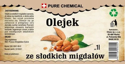 OLEJ MIGDAŁOWY ZE SŁODKICH MIGDAŁÓW + DOZOWNIK 1 litr