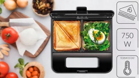 Opiekacz do kanapek toster panini sandwich elektryczny czarny MPM MOP-48M