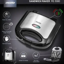 Opiekacz do KANAPEK TOSTÓW Toster Sandwich na 2 kanapki Powłoka NON-STICK