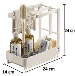 Organizer do Zlewozmywaka Uchwyt na Gąbki Tacka Ociekowa Stal Biały 24cm