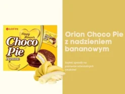 Orion choco pie z nadzieniem bananowym choco koreańskie biszkoptowe ciastka czekoladowe 336g/12szt