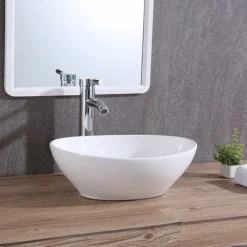 OWALNA UMYWALKA NABLATOWA CERAMICZNA STAWIANA BIAŁA OWAL REBIKO