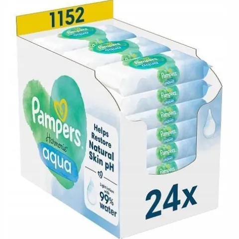 Pampers Harmonie Aqua Chusteczki nawilżane, dla noworodków 24x48 szt.