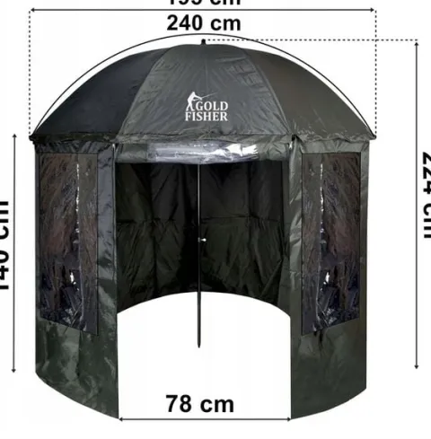 PARASOL WĘDKARSKI NAMIOT NA RYBY WODOODPORNY ZIELONY DLA WĘDKARZA 240cm