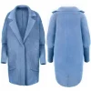 PŁASZCZ ALPAKA KOŁNIERZ WEŁNA KOLOR BABY BLUE