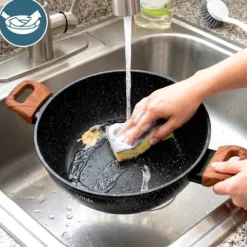 Patelnia granitowa głęboka ze szklaną pokrywką GRANITICA WOOD 24 cm, 2,2 l
