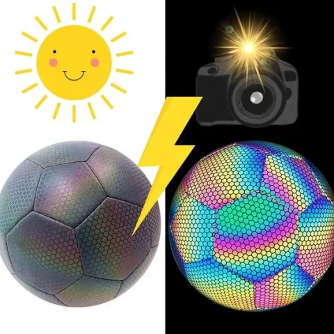 Piłka nożna odblaskowa świecąca lumi do nogi rozmiar 5 holograficzna