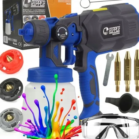 PISTOLET AGREGAT MALARSKI DO MALOWANIA ŚCIAN 550W 3 DYSZE ZESTAW + OKULARY