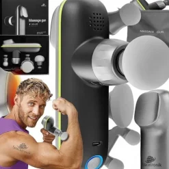 Pistolet do masażu Masażer do PLECÓW CIAŁA Massage Gun 4 KOŃCÓWKI +GRZANIE