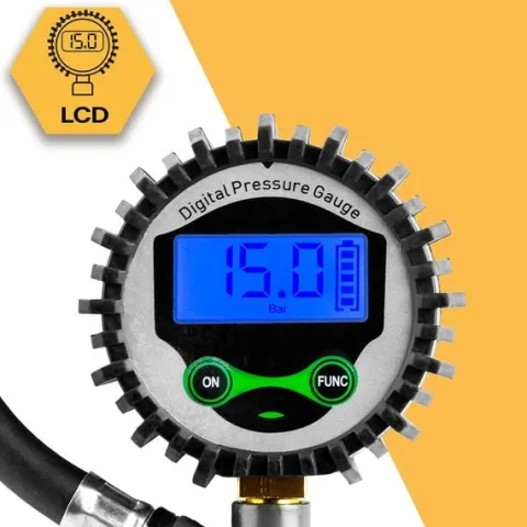 Pistolet do pompowania kół z manometrem cyfrowy wyświetlacz elektroniczny Humberg HM-260