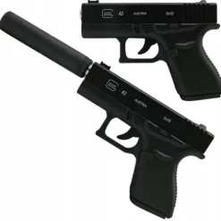 PISTOLET NA KULKI PLASTIKOWE GLOCK METAL Z TŁUMIKIEM ASG 6mm GRATIS KULKI