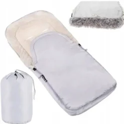 Śpiworek do wózka 4w1, mufka, śpiwór do sanek, gondoli z torbą 90 cm szaro-beżowy
