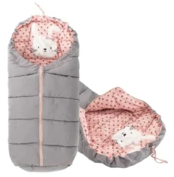 Śpiworek do wózka 4w1 RABBIT SOLID GREY-PINK