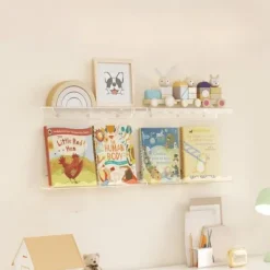 Półka Ścienna Chmurka na Książki Akryl Przezroczysta 38x9 cm 6 Sztuk
