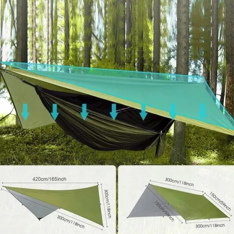 PLANDEKA NA HAMAKI, PLANDEKA NAMIOTOWA, SCHRONIENIE, MATA POD NAMIOT, 3X3M