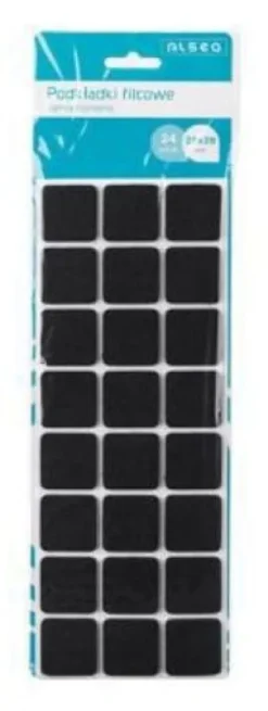 Podkładki filcowe pod meble samoprzylepne 24 el. czarne kwadratowe 28 x 28 mm