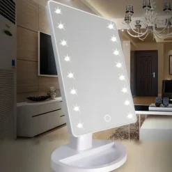 PODŚWIETLANE LUSTERKO DO MAKIJAŻU LUSTRO LED Z REGULACJĄ JASNOŚCI ŚWIATŁA