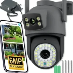 PODWÓJNA KAMERA WIFI IP SMART ZEWNĘTRZNA OBROTOWA 6MPX APLIKACJA ULTRA HD