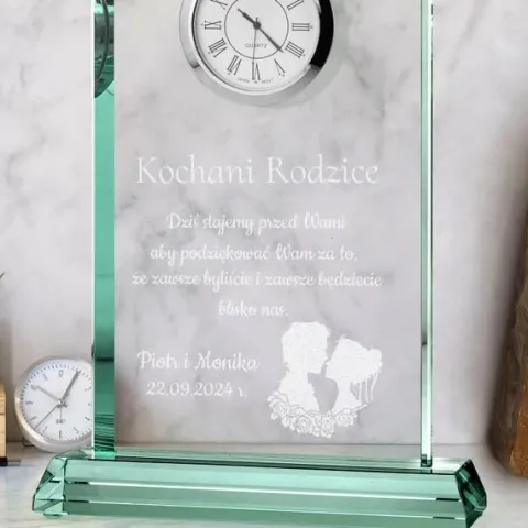 PODZIĘKOWANIE DLA RODZICÓW na ślub wesele Statuetka Zegar +GRAWER