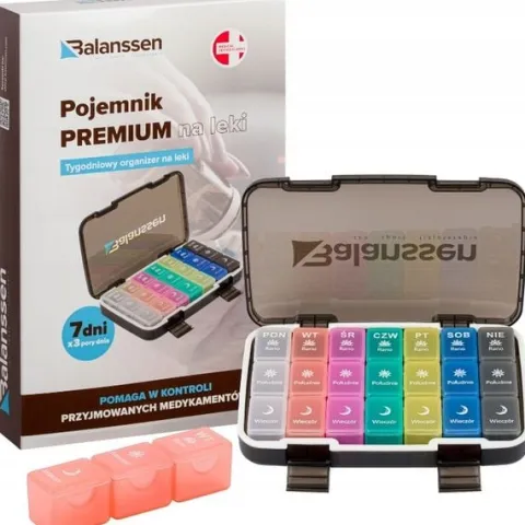 Pojemnik Kasetka TYGODNIOWA PREMIUM na leki 3 pory dnia x 7 ORGANIZER +etui