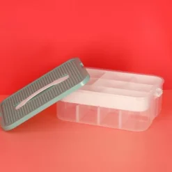 Pojemnik na Klocki Zabawki Organizer Plastikowy z Przegródkami i Pokrywą