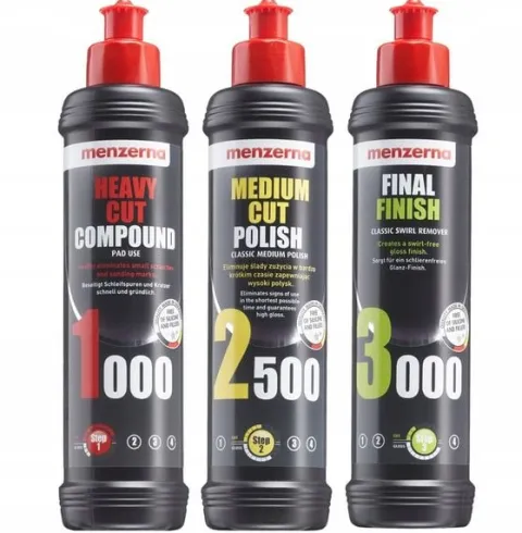 POLERKA SAMOCHODOWA SZLIFIERKA 4x GĄBKA+ PASTA POLERSKA MENZERNA MP Majster
