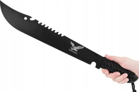 POTĘŻNA CZARNA MACZETA 50cm TAKTYCZNA SURVIVAL MIECZ BUSHCRAFT +