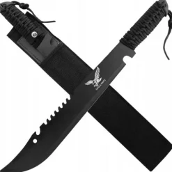 POTĘŻNA CZARNA MACZETA 50cm TAKTYCZNA SURVIVAL MIECZ BUSHCRAFT +