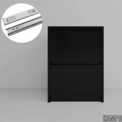Praktyczna Szafka Nocna CZARNA 2 szuflady stolik nocny loft 42x52x43cm