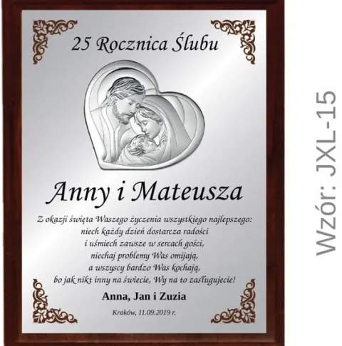 PREZENT na ROCZNICĘ ŚLUBU JUBILEUSZ 15 20 25 30 40 45 50 55 GODY +