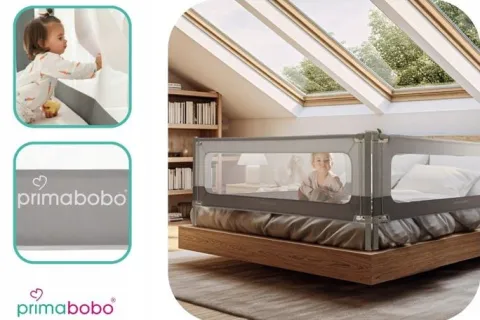 PRIMABOBO Barierka do łózka VELVO 180cm, osłona ochronna dla dzieci