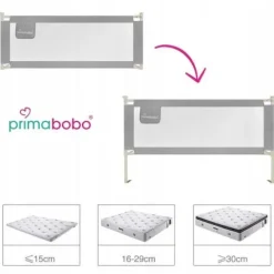 PRIMABOBO Barierka ochronna do łóżka CLASSIC 140cm dla dzieci WYSOKA