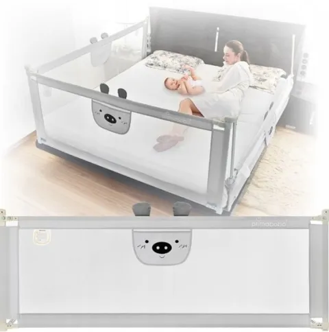 PRIMABOBO Barierka ochronna do łóżka MIŚ 200x160cm 3 szt Składana