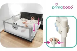 PRIMABOBO Barierka ochronna do łóżka MIŚ 200x160cm 3 szt Składana