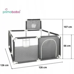 PRIMABOBO Kojec dla dziecka z koszem Duży suchy basen 126x126cm składany