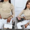PRĄŻKOWANY SWETER DAMSKI GOLF KOLORY ox127 UNI