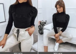 PRĄŻKOWANY SWETER DAMSKI GOLF KOLORY ox127 UNI